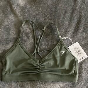 Ruched Strappy Sports Bra Gymshark Unit Green